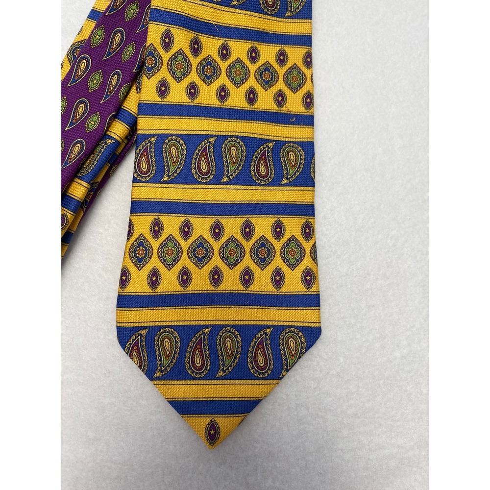 Tommy Hilfiger Mens Silk Paisley‎ Necktie Blue Yellow Purple Business Formal - Picture 2 of 5
